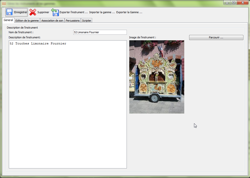 Editeur d'instrument
