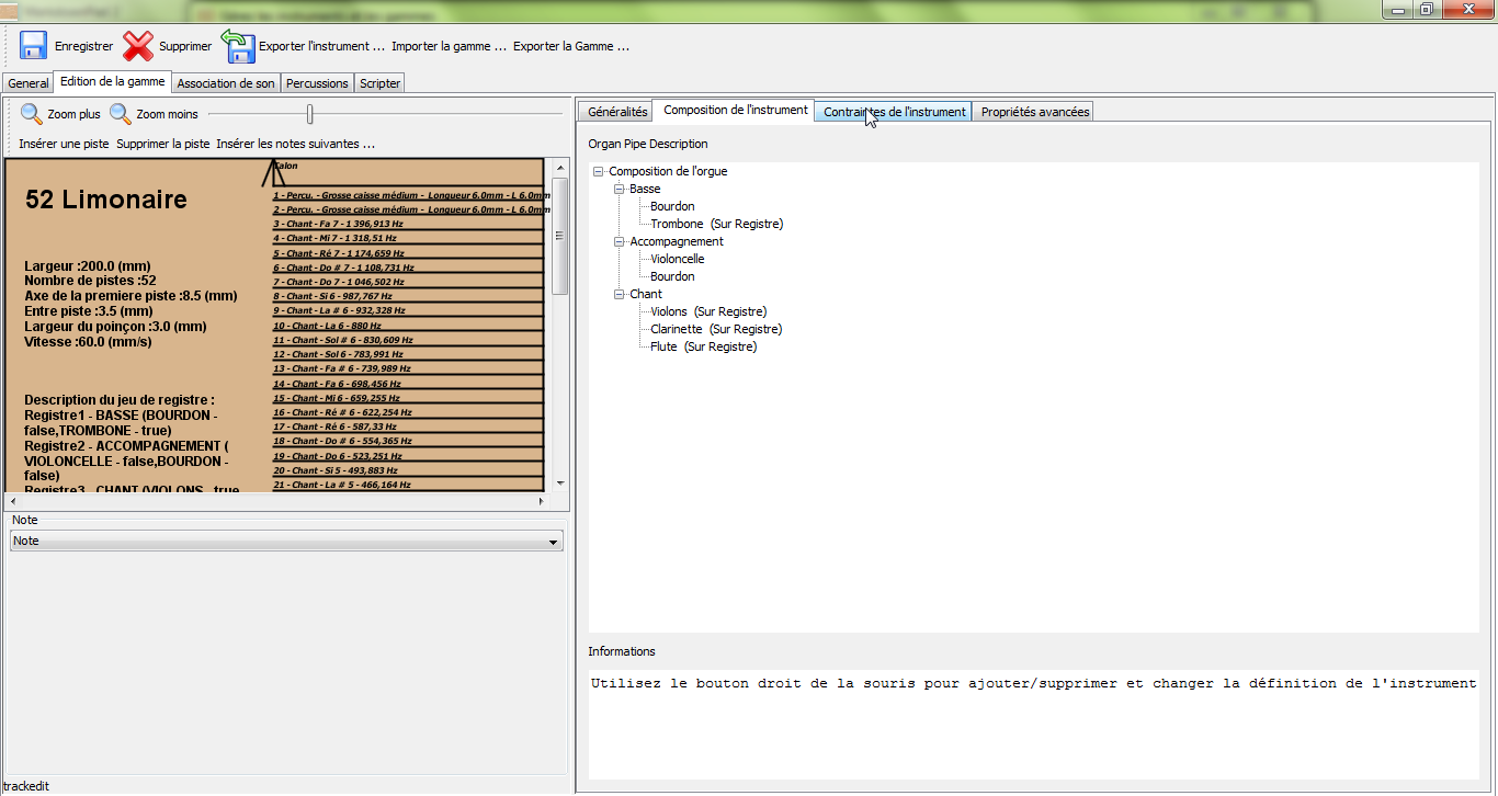 Editeur d'instrument