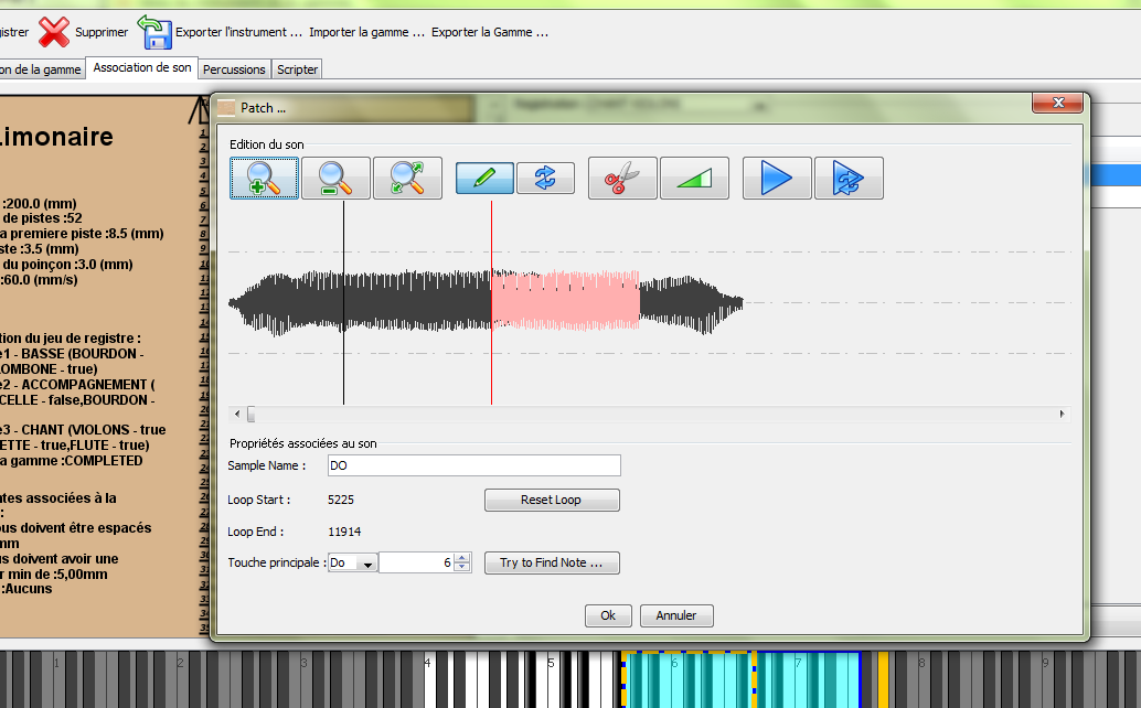 Editeur d'instrument